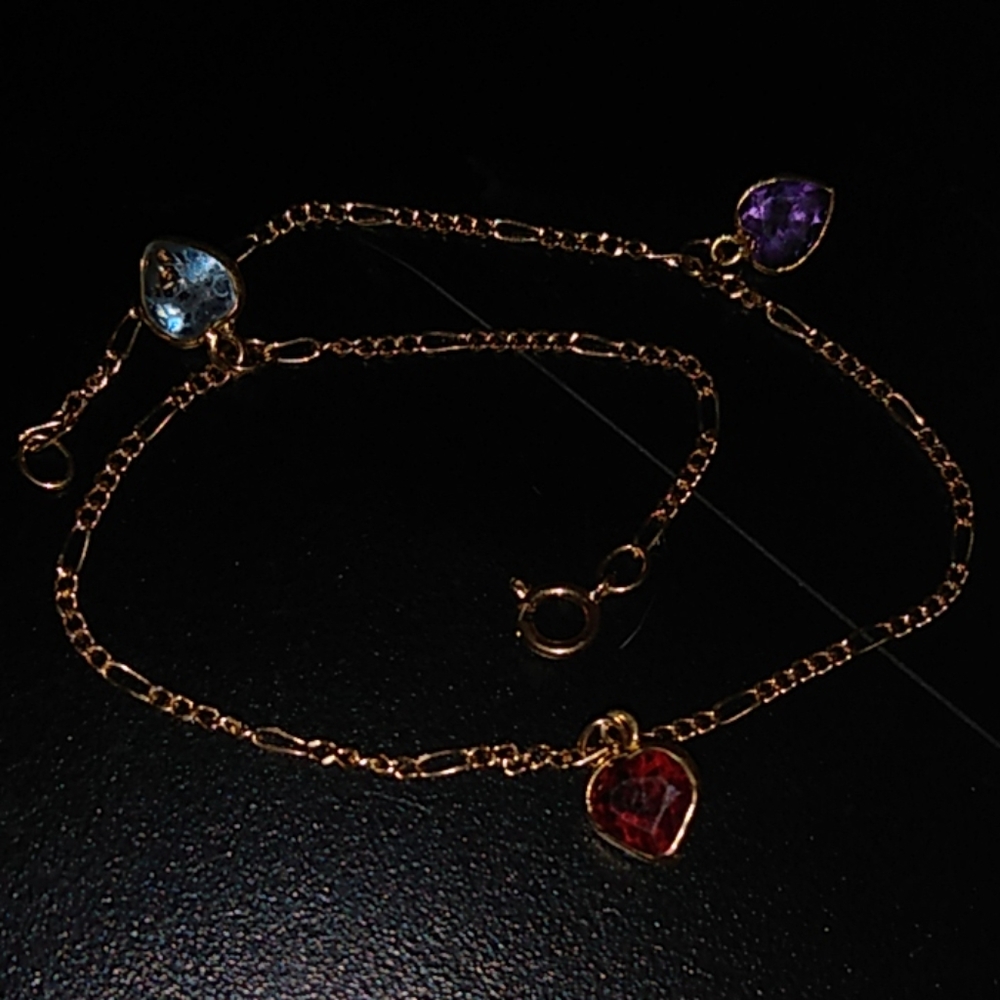 10kt solid  pure gold gem bracelet